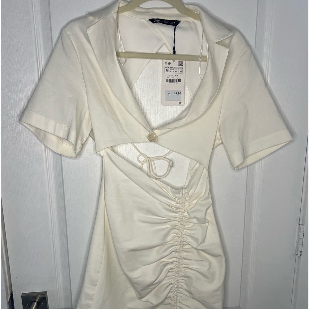 White and cream ZARA backless mini dress
